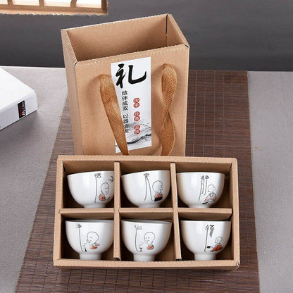 6Pcs Hand Painted Ceramic Kung Fu Tea Set Bowl Chinese Porcelain Creative Gifts
