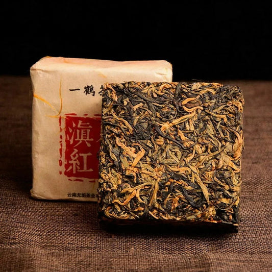 250g 400 Years Ancient Tree Golden Buds Dian Hong Yunnan Black Tea Brick Red Tea
