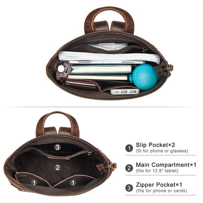 Women Genuine Leather Backpack Purse Vintage Schoolbag Luggage Sleeve Traveling