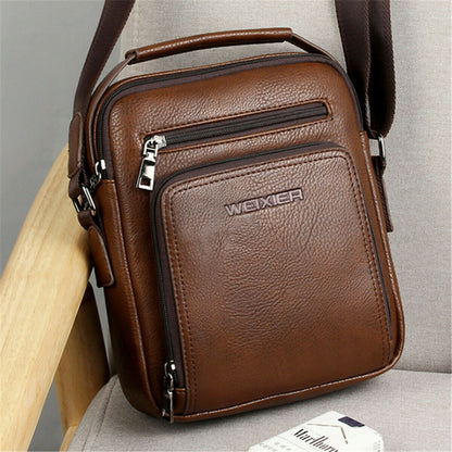 New Men PU Leather Handbag Briefcase Shoulder Crossbody Travel Bag Satchel Pack