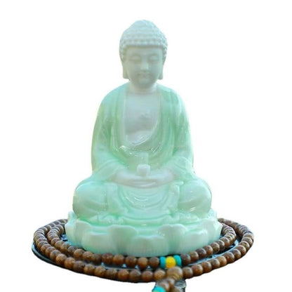 11.6cm Ceramic Car Mounted Tathagata Buddha Statue Car Mounted Accessories