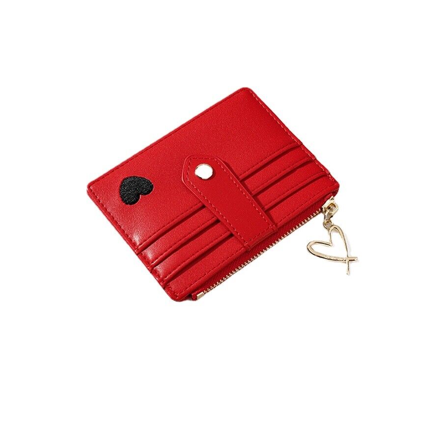 Fashion Heart Embroidered Female Wallet Leather Change Money Bag Multifunctional