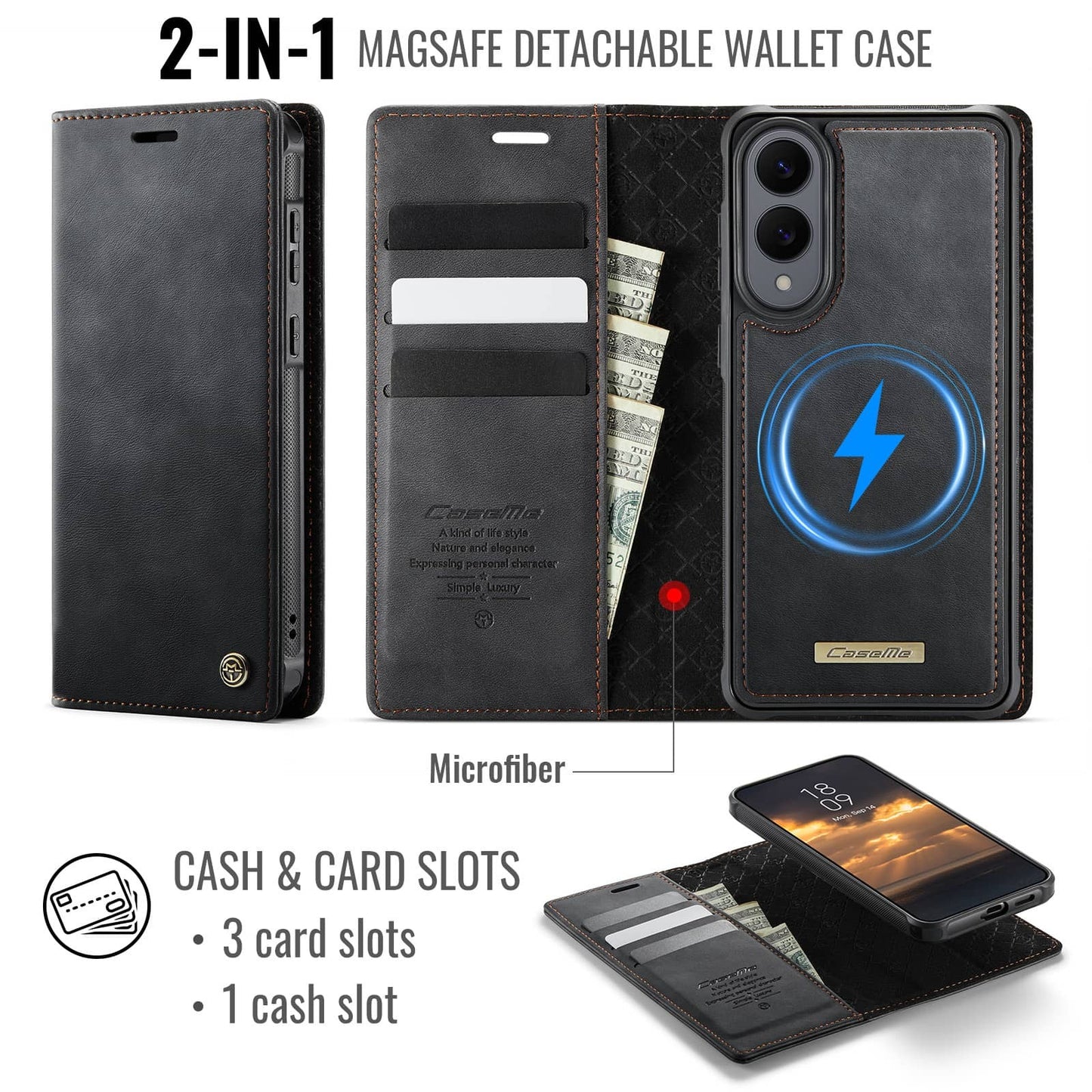 Detachable Wallet Case for Samsung Galaxy S25 S24 S23 S22 S21 S20 with Magsafe