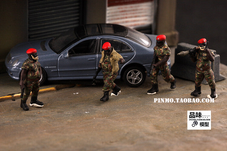 1/72 4Pcs/Set African Government Army 4-man Team Model