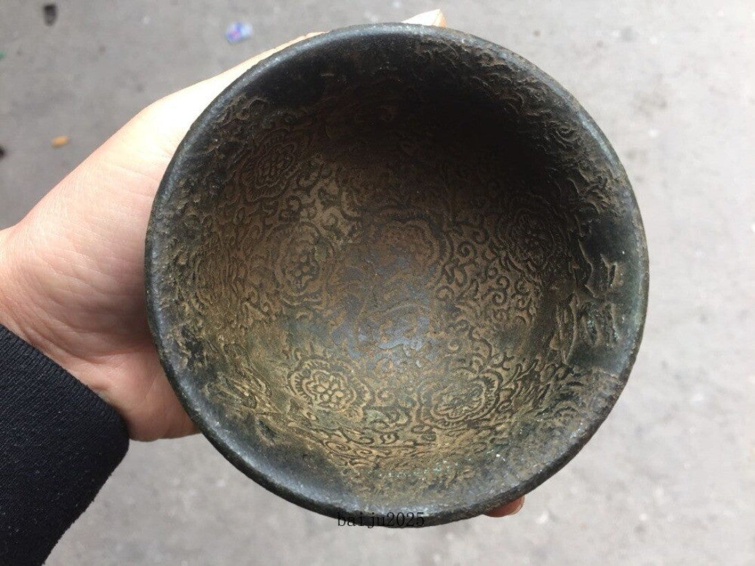China's old jade bowl Embossed Jade bowl carved in ancient writing For kitchen
