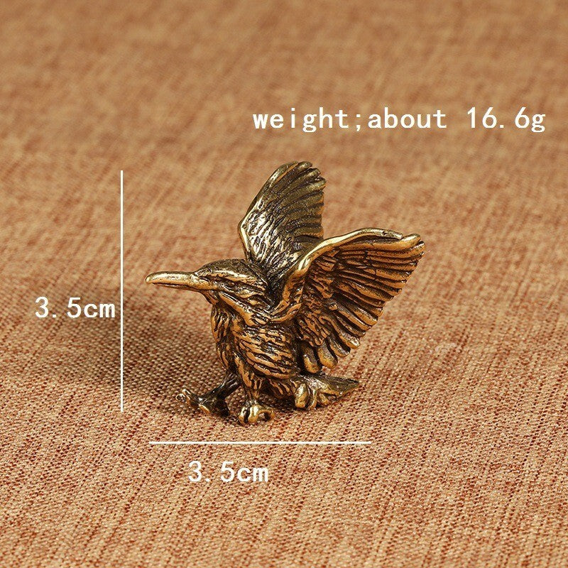 Pure Brass Bird Figurine Tea Pet Ornament Miniature Mini Figure Collectible Toy
