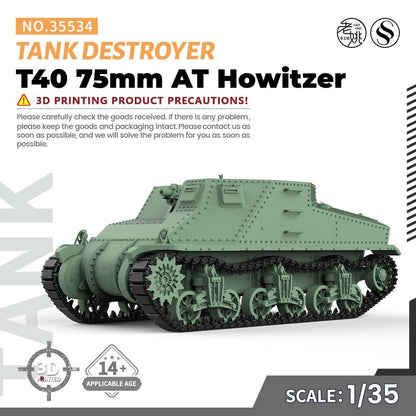 SSMODEL SS35534 1/35 Military Model Kit T40 75mm AT Howitzer Tank Destroyer
