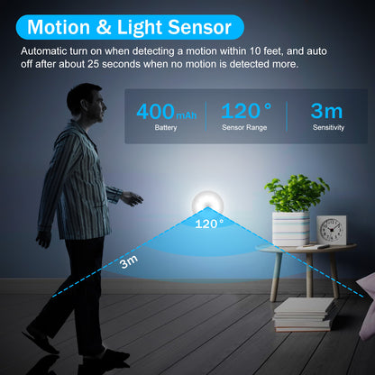 Led Motion Sensor Light USB Rechargeable PIR Wall Cabinet Stair Night Light Lamp