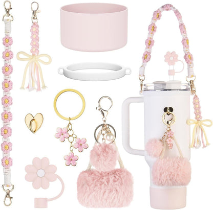 8Pcs Bling Bow Cup Accessories Decor for Stanley Charms 40oz & 30oz Tumbler