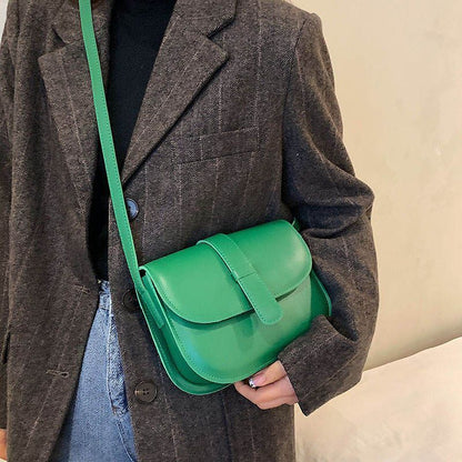 Women Saddle Bag Green Synthetic Leather Crossbody Shoulder Bag Handbags Purses