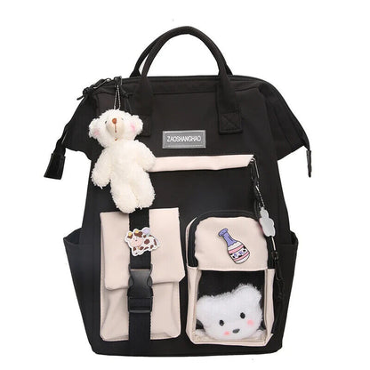 5pcs Sets Children's School Backpack Women's Bagpack Laptop Bag Students Totes