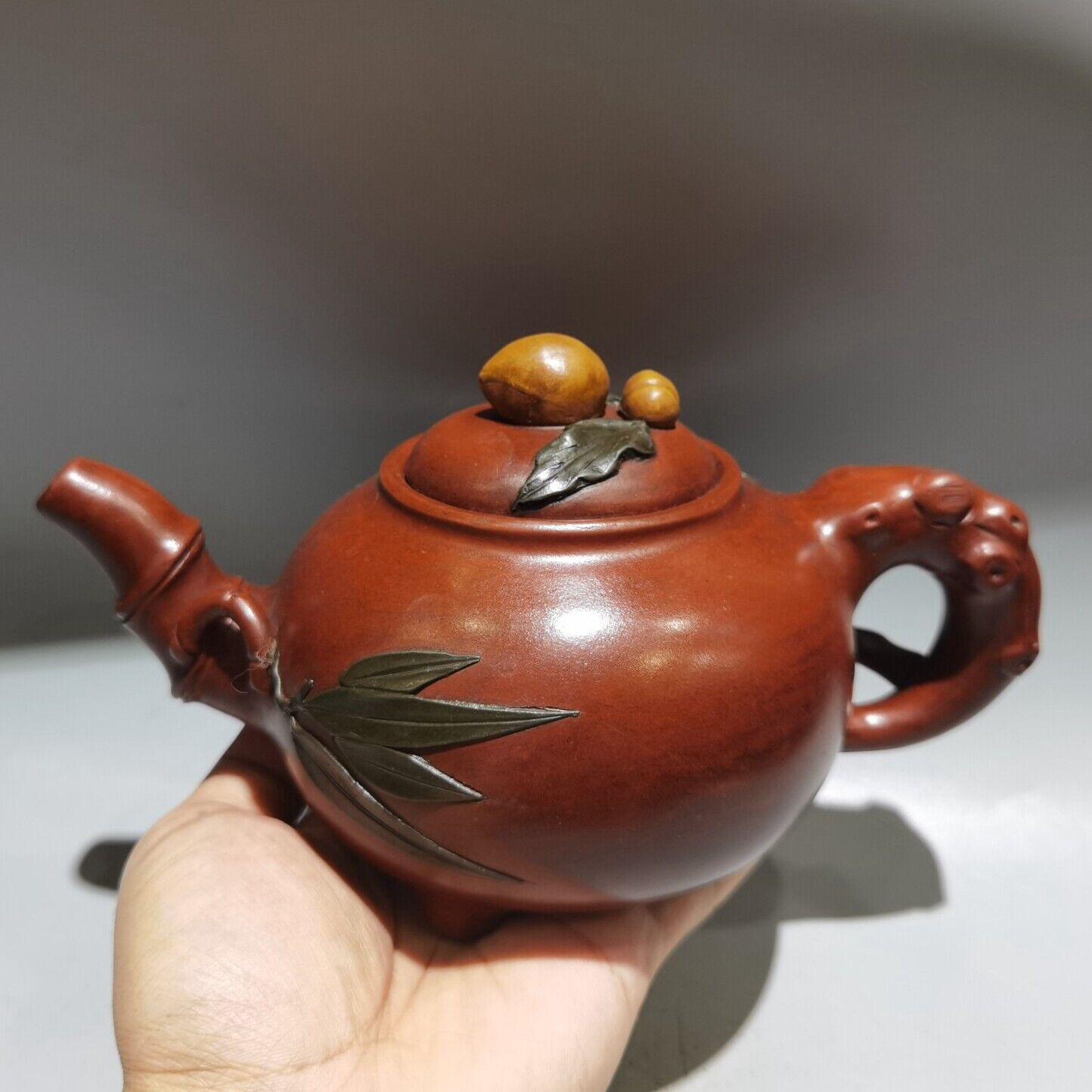 Vintage Chinese Yixing Purple Clay Teapot Zisha Ceremony Carving Collectible Art