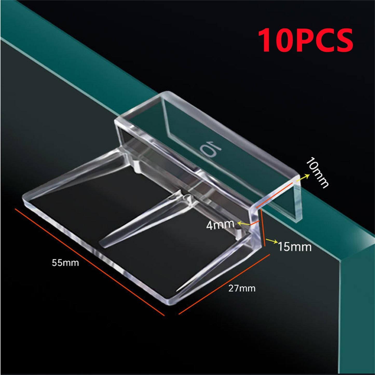 10PCS Acrylic Aquarium Glass Cover Bracket Holder For Rimless Aquarium Fish Tank