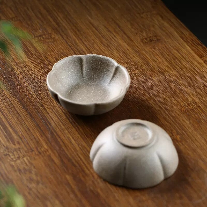 2pc Yixing Zisha Clay Tea Cup Handmade Marked Master Personal Kungfu Teacup
