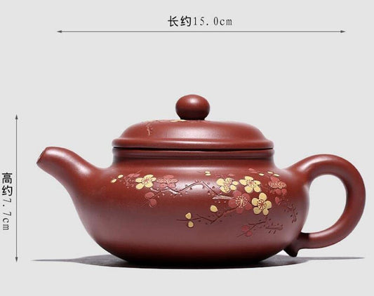 250ml Purple Clay Tea Set Dahongpao Plum Blossom Pattern Teapot Kung Fu Tea