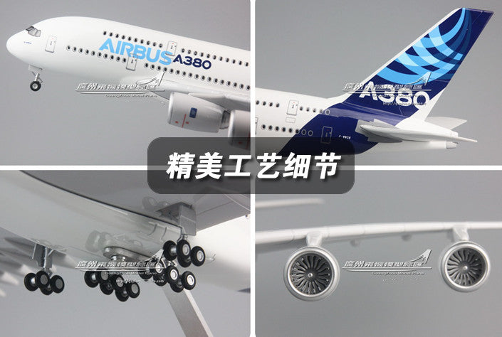 1:160 46CM AIRBUS A380 Passenger Airplane Landing Gear Resin Aircraft Model