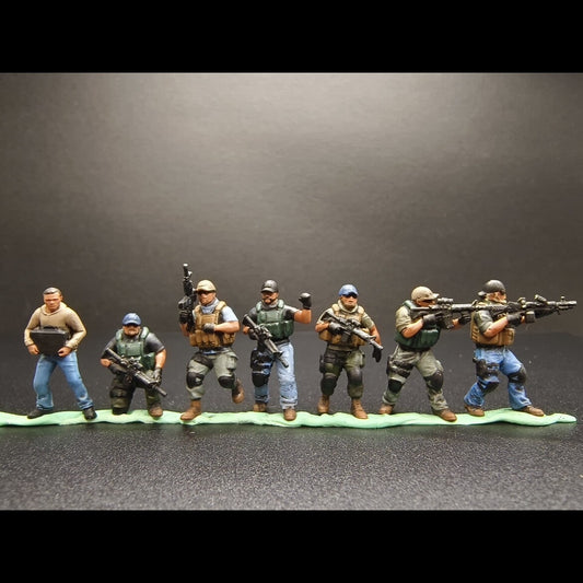 Homemade1/72 Special Ops Team B Modern Soldier Mercenary 7-Person Model Ornament