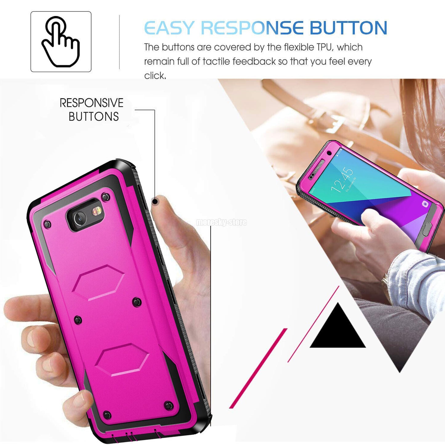 Samsung Galaxy J7 (2017) Dual Layer Rubber Case Cover / Tempered Glass Protector