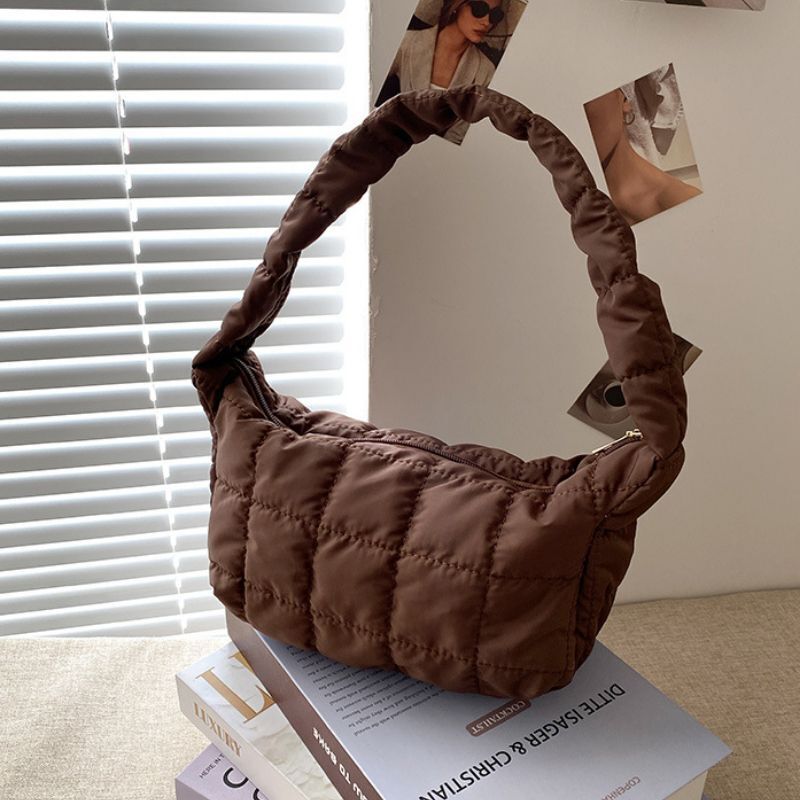 Folds Rhombus Embroidery Thread Underarm Bag Shoulder Bags Oxford Cloth Handbags