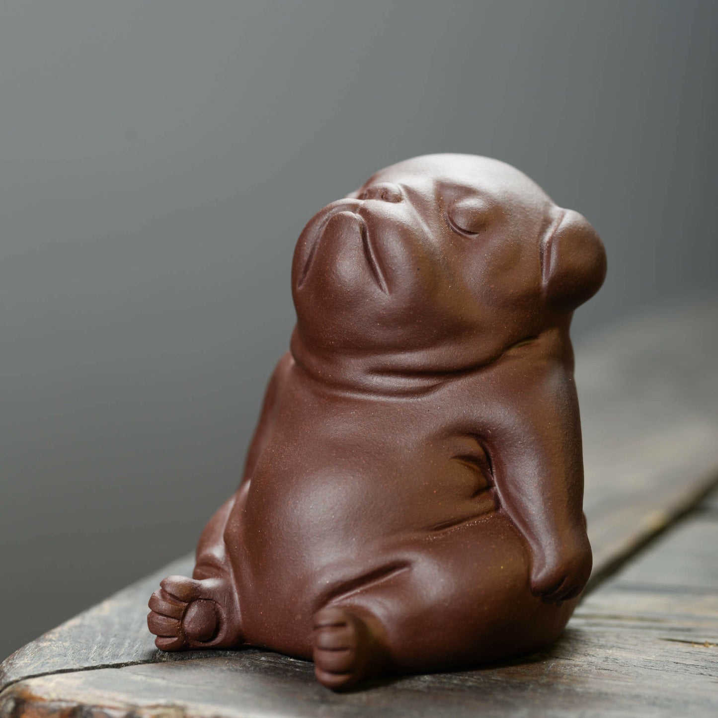 Chinese Yixing Zisha Pottery Lovable Animal Shar Pei Tea Pet Statues