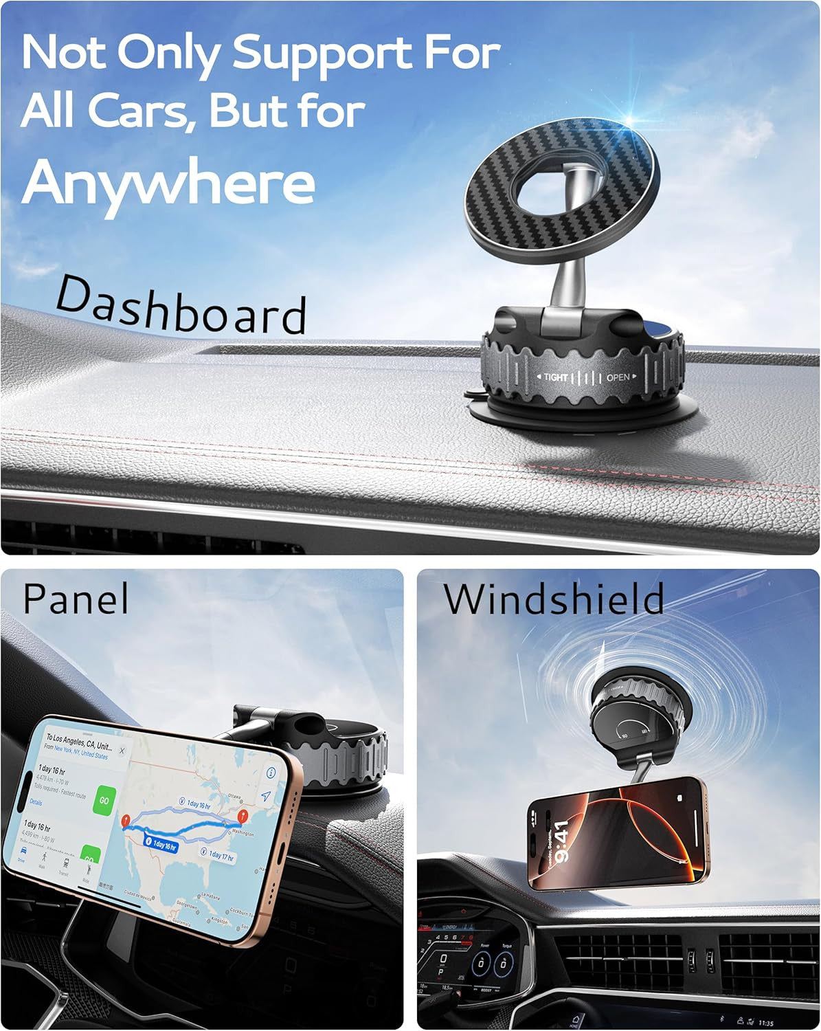 Car Phone Holder for Magsafe [78+LBS Hyper Suction & 4400Gf Strongest Magnetic]