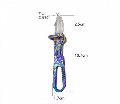 New Titanium Mini Knife Small Pocket Key Chain Pendants Folding Knife Gift