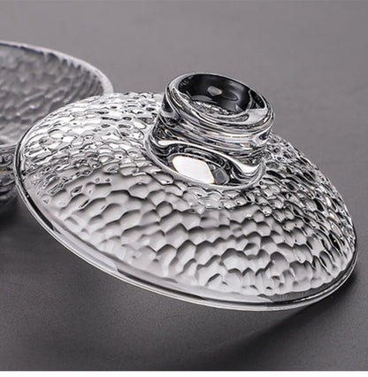 3.66" Glass Gaiwan Kung Fu Tea Set Heat-resistant Hammer-patterned Tea Bowl Gift
