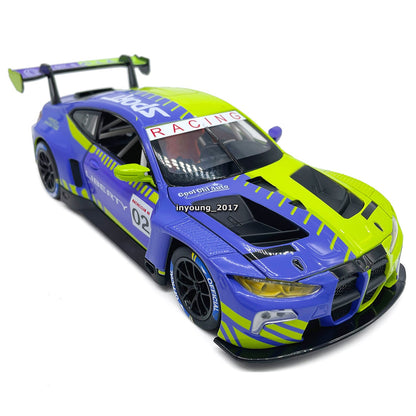 1/24 BMW M4 GT3 Model Toy Car Diecast Toy Vehicle Turning Wheels Door Open Green