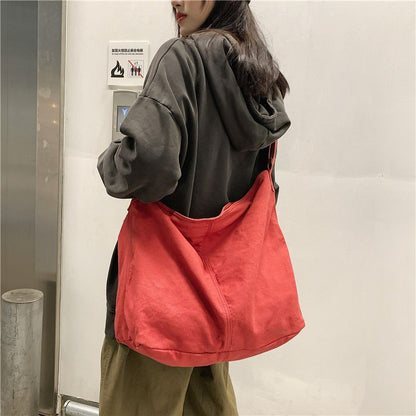 Canvas Shoulder Bags Large Thick Cotton Cloth Books Handbag Crossbody Big Travel