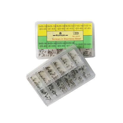120pcs Assortment Stainless Steel Watch Back Case Cover Repair Screws Mixed Size