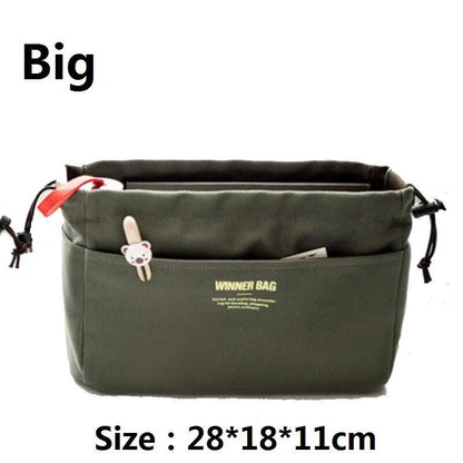 Canvas Organizer Inner Bag Makeup Handbag Lightweight Traveling Storage Purse