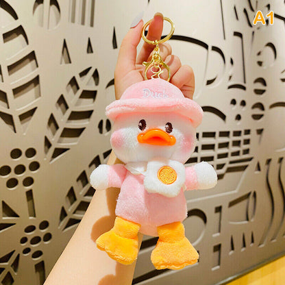 Cute Plush School Duck Soft Stuffed Toy Key Chain Cartoon Doll Keyring Bag Charm