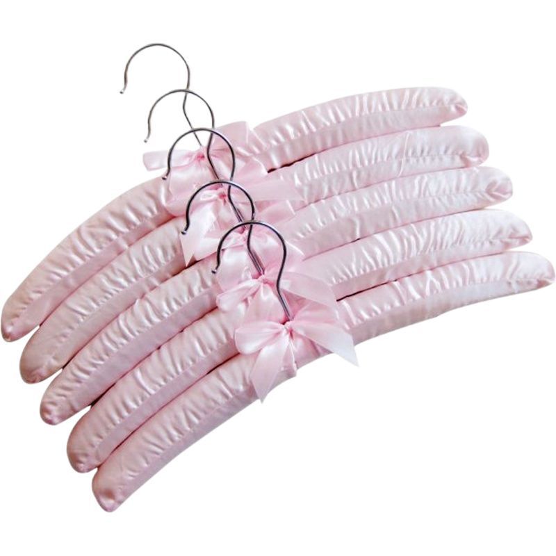 Clothes Hangers 5Pcs Wooden Fabric Coated Sponge Padded Hotel Shop Display Racks
