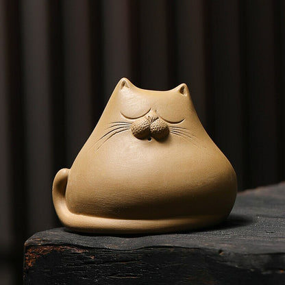 Purple Sand Tea Pet Cat Ornaments Can Raise Tea Set Accessories Handmade Cute Mi