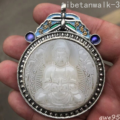 Collection Pendant Inlaid Jade Guanyin Hanging Hanging Crafts