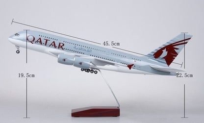 46CM 1:160 QATAR AIRBUS A380 Passenger Plane Landing Gear Resin Aircraft Model