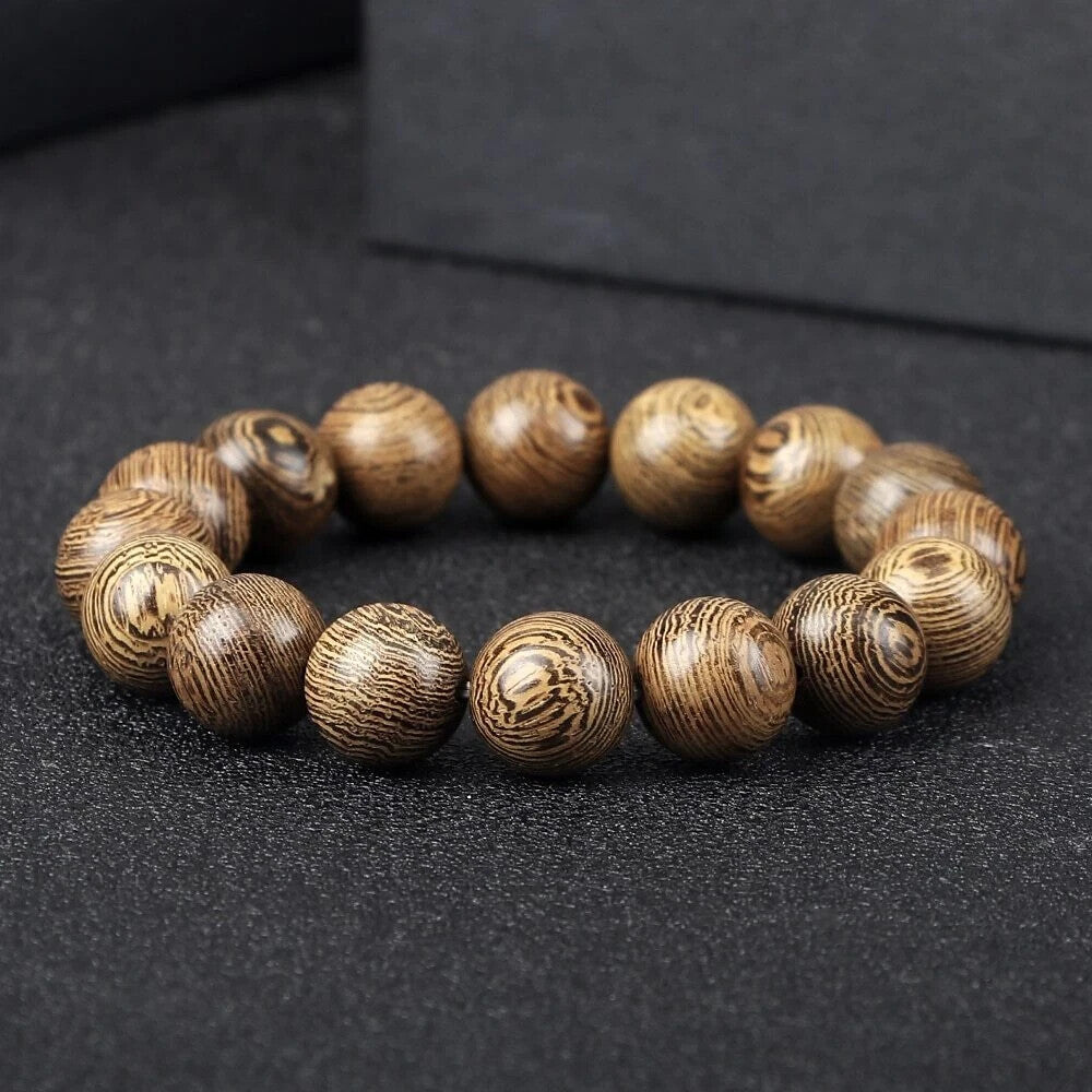 8mm Natural Wooden Beads Bracelet Tibetan Buddha Rosary Handmade Lucky Bracelets