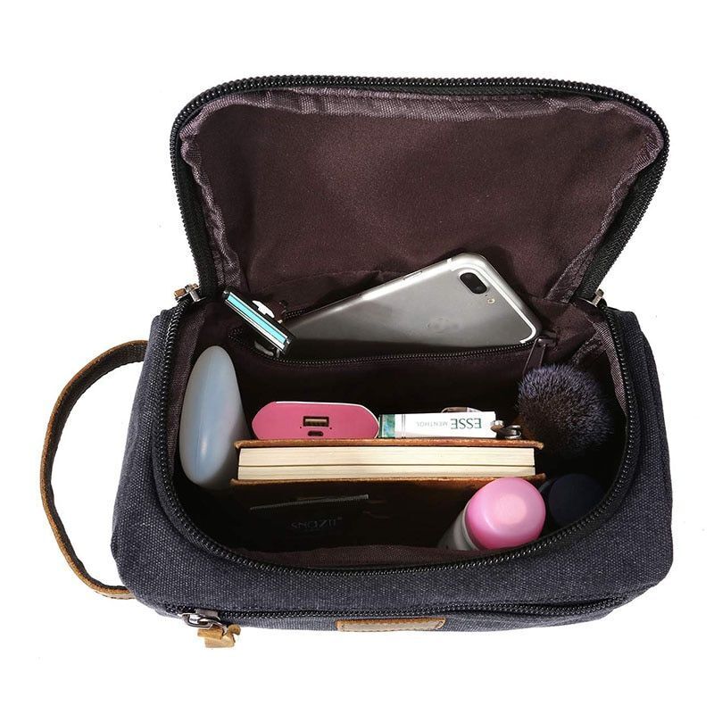 Canvas Toiletry Bag Travelling Kit Make Up Cosmetic Pouch Organizer Lightweight