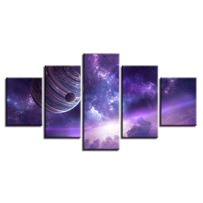 5P Planet In Purple Nebula Posters HD Prints Space Pictures Modular Home Decor