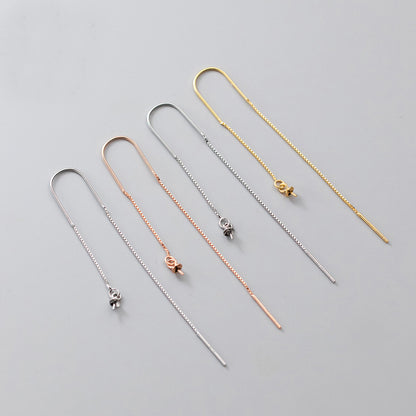 925 Sterling Silver Threader Ear Thread Earrings with Peg Cap DIY Findings