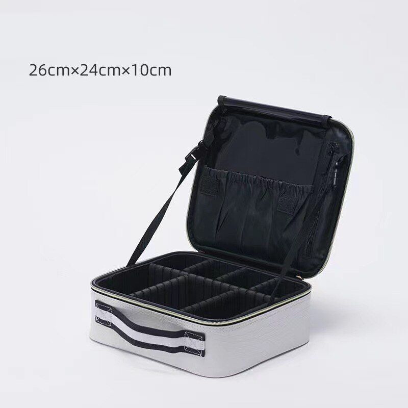 Leather Clapboard Cosmetic Bag Professional Make Up Case Large Traveling Insert