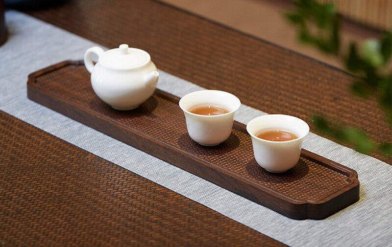 Long Ebony Wood Serving Tray Gongfu Tea Cookie Service Tabletop Table Pot Cup