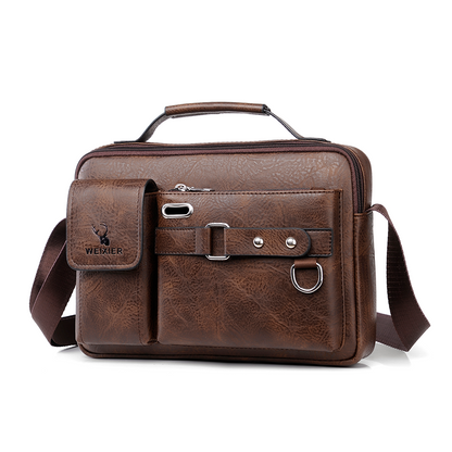 Men's Shoulder Messenger Bag PU Leather Handbag Business Crossbody Bag Briefcase