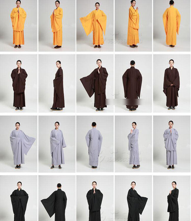 New Buddhist Monk Shaolin Kung Fu Suit Meditation Haiqing Robe Long Gown Dress