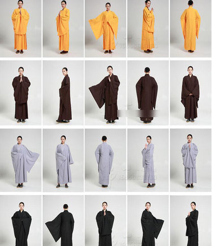 New Buddhist Monk Shaolin Kung Fu Suit Meditation Haiqing Robe Long Gown Dress