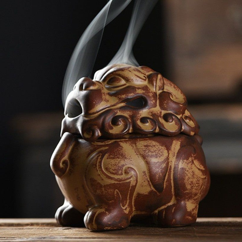 Chinese Suanni Ceramic Incense Burner Tea Table Ornament for Agarwood Sandalwood