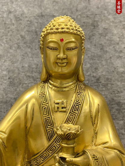 Brass Burning Lamp Ancient Buddha Statue Buddhist Temple Statue Home Design