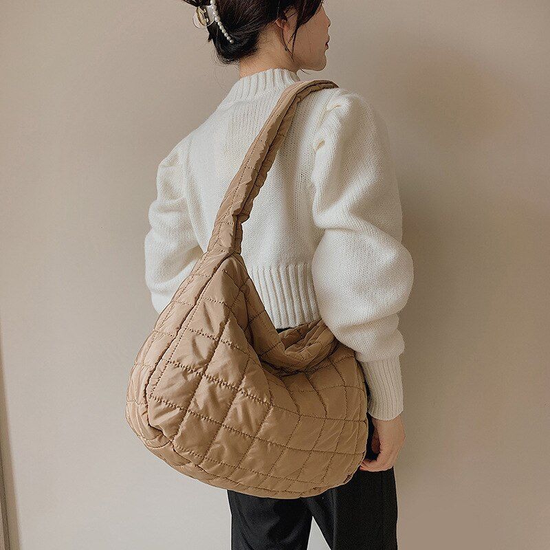 Casual Large Shoulder Bags Handbag Nylon Padded Crossbody Bag Purse 40*35*22 CM