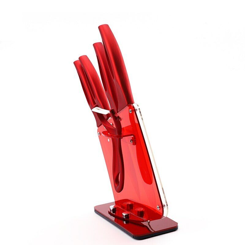 Neu Zirkonia Red Griff Keramikmesser 3" 4" 5" 6" Zoll mit Halter Küchenset