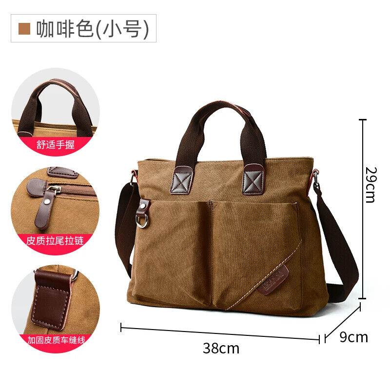 Canvas Men Handbag 14 inch Laptop Shoulder Bag Business Retro Messenger Bags